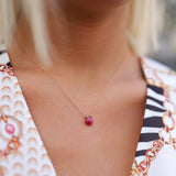 14k Gold | Minimal Teardrop Ruby Necklace