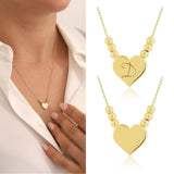 14k Gold | Beaded Flat Heart Necklace