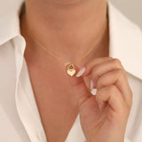 14k Gold | Beaded Flat Heart Necklace