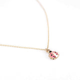 14k Gold | Pink Ladybug Necklace