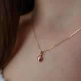 14k Gold | Pink Ladybug Necklace