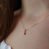 14k Gold | Pink Ladybug Necklace