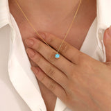 14k Gold | Minimalist Blue Opal Necklace