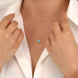 14k Gold | Minimalist Blue Opal Necklace