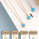 14k Gold | Minimalist Blue Opal Necklace