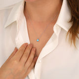 14k Gold | Minimalist Blue Opal Necklace