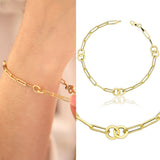 14k Gold | Paperclip & Round Link Chain Bracelet