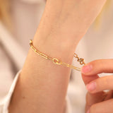 14k Gold | Paperclip & Round Link Chain Bracelet