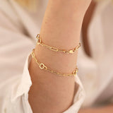 14k Gold | Paperclip & Round Link Chain Bracelet