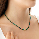 14k Gold | Malachite Eternity Beaded Necklace