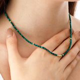 14k Gold | Malachite Stone Beaded Necklace