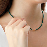 14k Gold | Malachite Stone Beaded Necklace