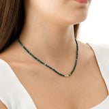 14k Gold | Malachite Stone Beaded Necklace