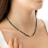 14k Gold | Malachite Eternity Beaded Necklace