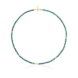 14k Gold | Malachite Eternity Beaded Necklace