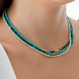 14k Gold | Malachite Eternity Beaded Necklace