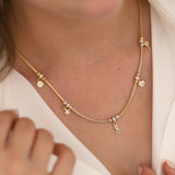 14k Gold | Charm Necklace & Italian Tube Chain Necklace