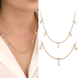 14k Gold | Charm Necklace & Italian Tube Chain Necklace