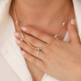 14k Gold | Charm Necklace & Italian Tube Chain Necklace