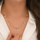 14k Gold | Charm Necklace & Italian Tube Chain Necklace