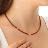 14k Gold | Brown Topaz Eternity Beaded Necklace