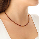 14k Gold | Brown Topaz Eternity Beaded Necklace