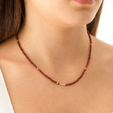 14k Gold | Brown Topaz Eternity Beaded Necklace