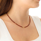 14k Gold | Brown Topaz Eternity Beaded Necklace