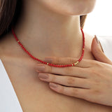 14k Gold | Red Coral Eternity Beaded Necklace