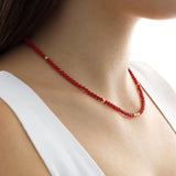 14k Gold | Red Coral Eternity Beaded Necklace