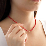 14k Gold | Red Coral Eternity Beaded Necklace