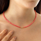 14k Gold | Pink Ruby Beaded Necklace