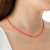 14k Gold | Pink Coral Eternity Beaded Necklace