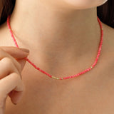 14k Gold | Pink Ruby Beaded Necklace