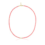 14k Gold | Pink Coral Eternity Beaded Necklace