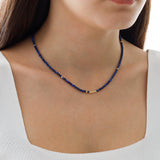 14k Gold | Lapis Lazuli Eternity Beaded Necklace