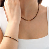 14k Gold | Tiger's Eye Eternity Beaded Necklace