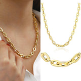 14k Gold | Elongated Chunky Staple Chain Necklace