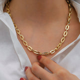 14k Gold | Elongated Chunky Staple Chain Necklace