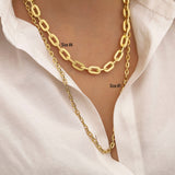 14k Gold | Elongated Chunky Staple Chain Necklace