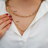 14k Gold | Elongated Chunky Staple Chain Necklace