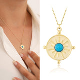 14k Gold | Blue Turquoise Disc Necklace