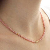 14k Gold | Pink Moonstone Beaded Necklace