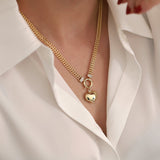 14k Gold | Double Curb Chain with Sailor Lock and Charm