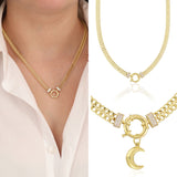 14k Gold | Double Curb Chain with Sailor Lock and Charm