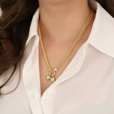 14k Gold | Double Curb Chain with Sailor Lock and Charm