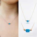 14k Gold | Minimal Rectangle Turquoise Necklace