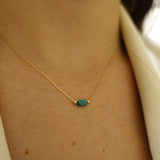 14k Gold | Minimal Rectangle Turquoise Necklace