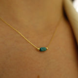 14k Gold | Minimal Rectangle Turquoise Necklace