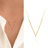 14k Gold | Geometric Chevron V-Shaped Necklace